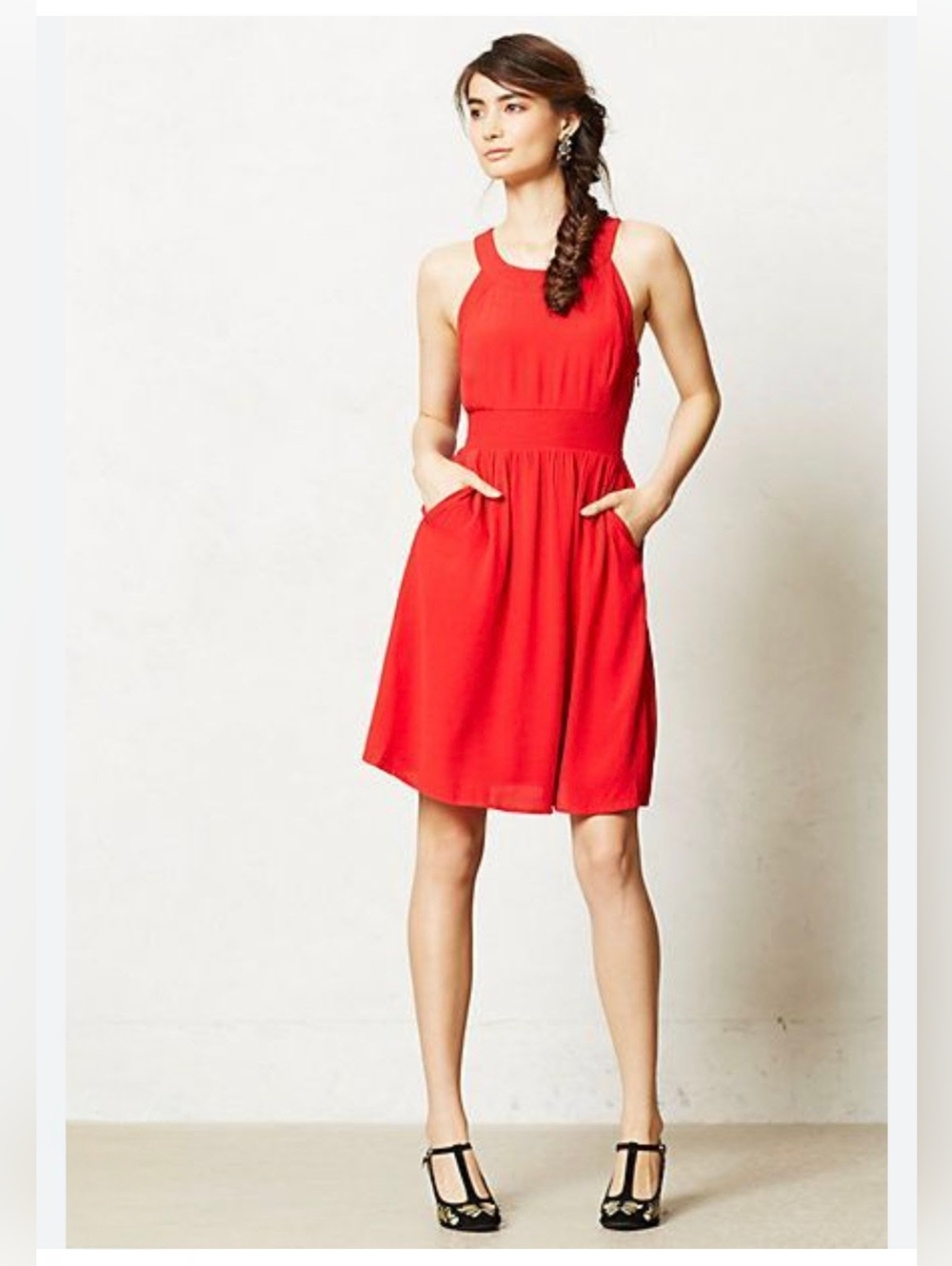 Southern Tide - Red Crepe Dress w/ Pockets